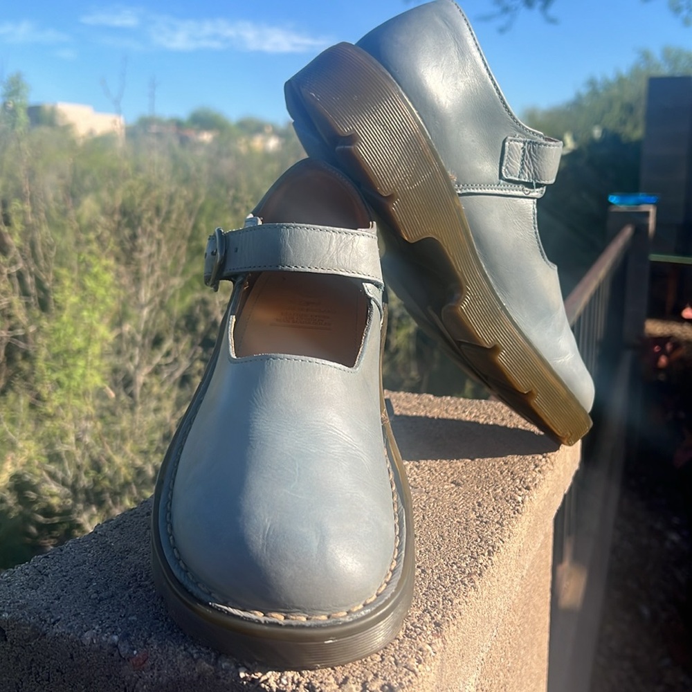 🏴 Blue Gray Vintage MIE Dr. Martens Chunky Mary Jane UK 7 EC❣️ - Picture 12 of 17